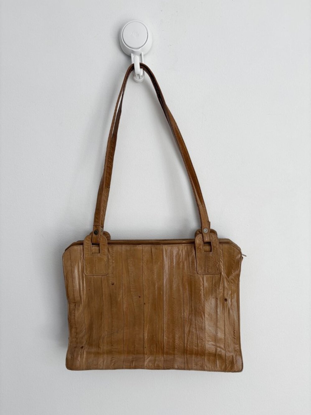 Vintage 1970s Boho Brown Paneled Leather Shoulder Bag